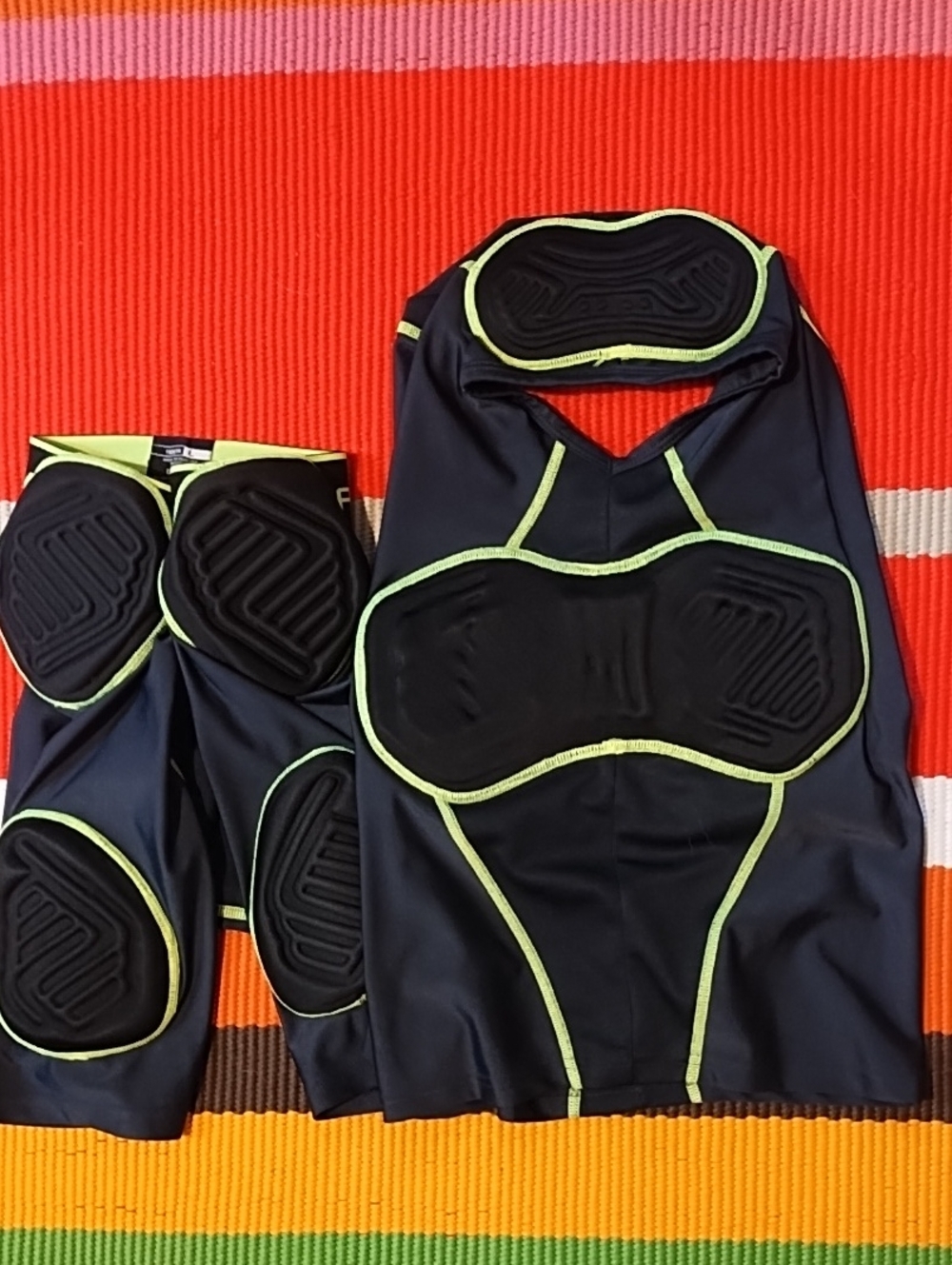 Champion Youth Large VGC Black Sport Guard Set with Neon Green Trim.